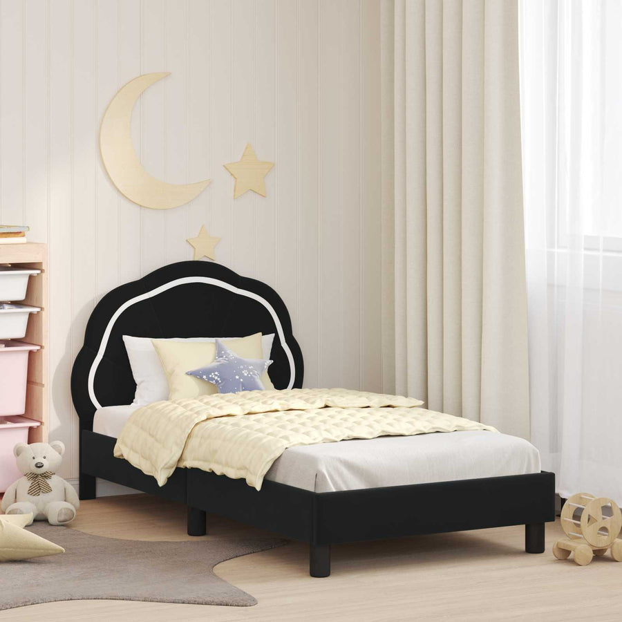 Bedframe voor kinderen met hoofdbord Zwart 80 x 160 cm Fluweel