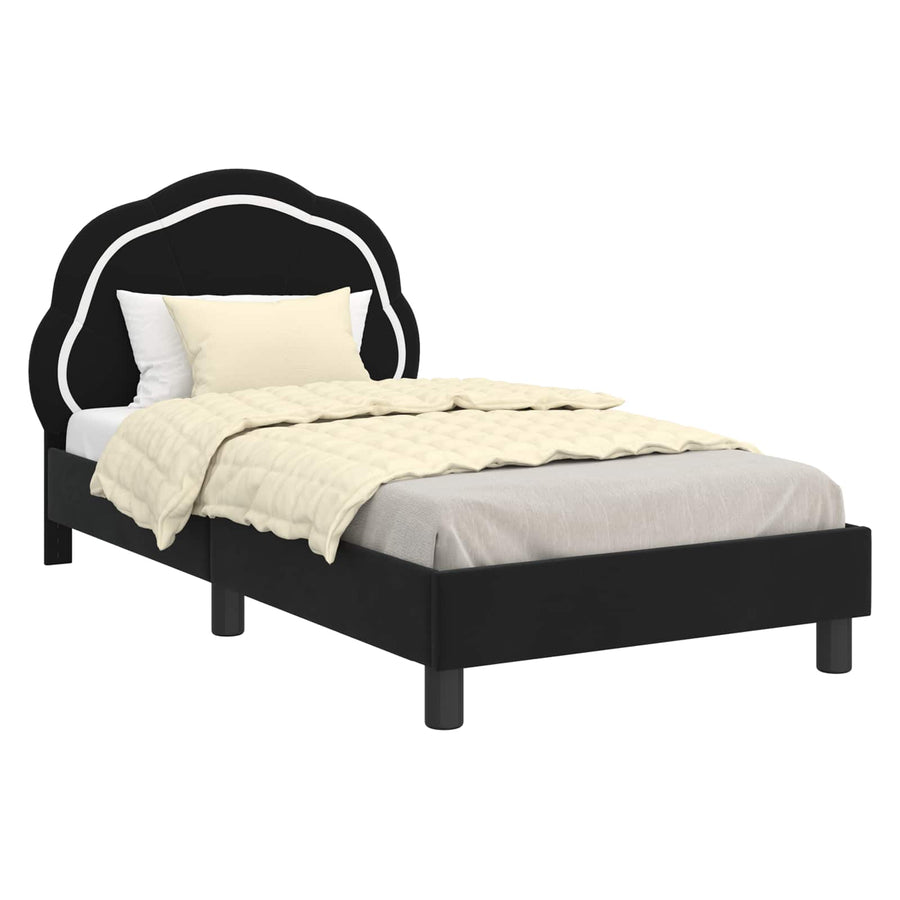 Bedframe voor kinderen met hoofdbord Zwart 80 x 160 cm Fluweel