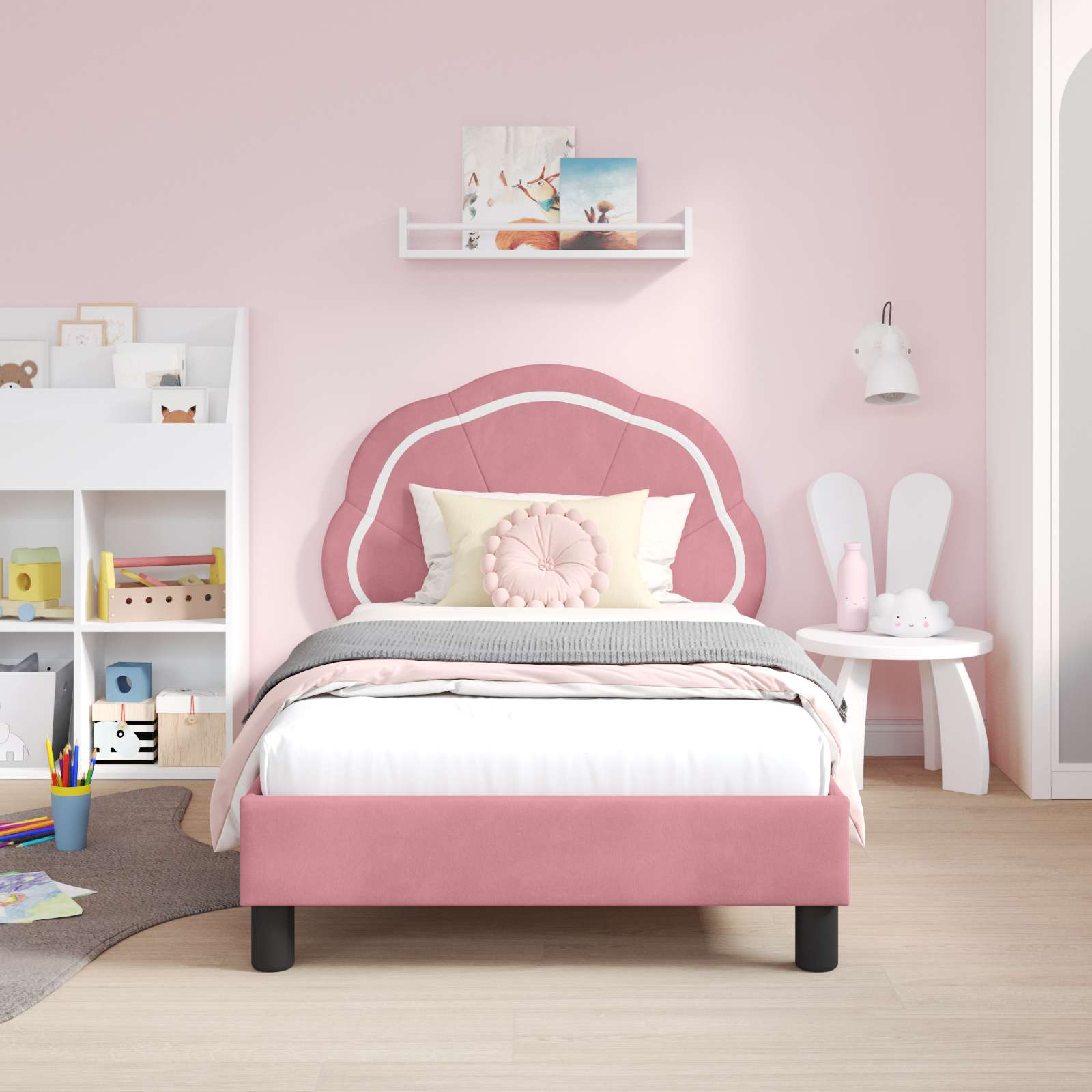 Bedframe voor kinderen met hoofdbord Roze 80 x 160 cm Fluweel