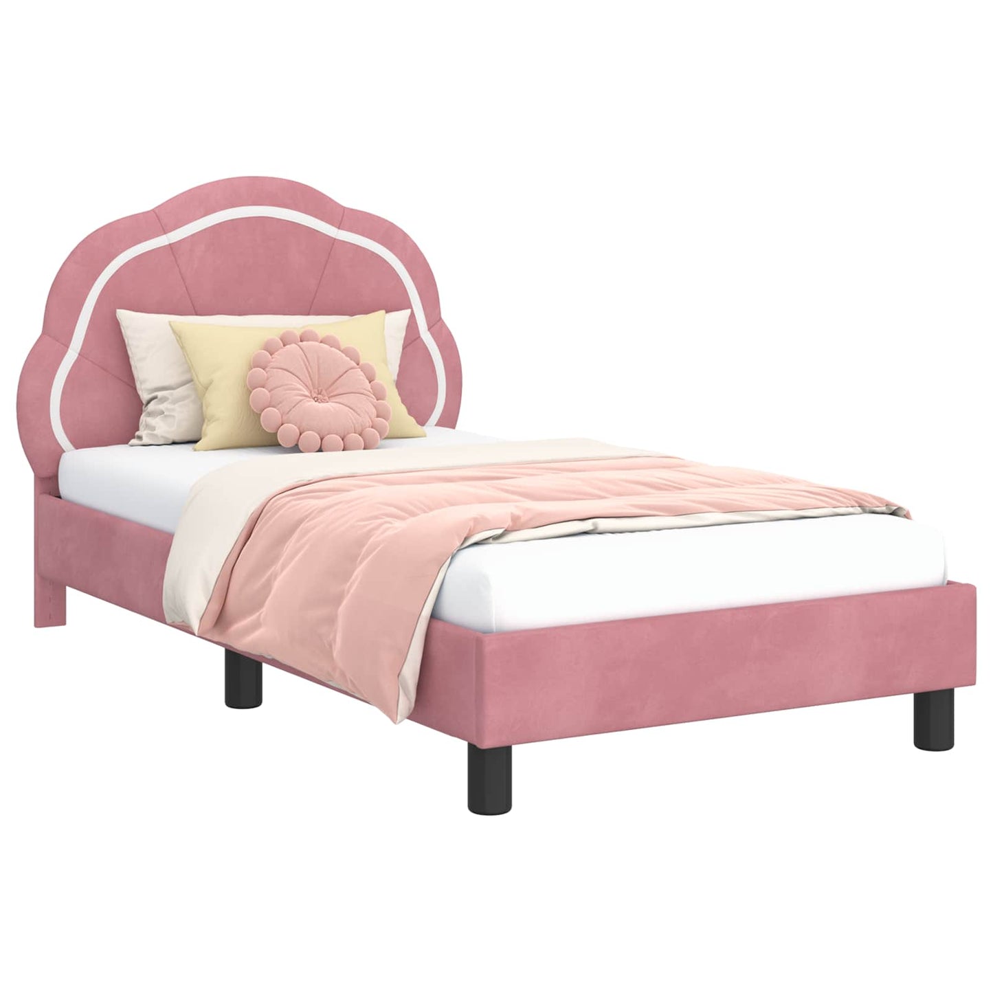 Bedframe voor kinderen met hoofdbord Roze 80 x 160 cm Fluweel