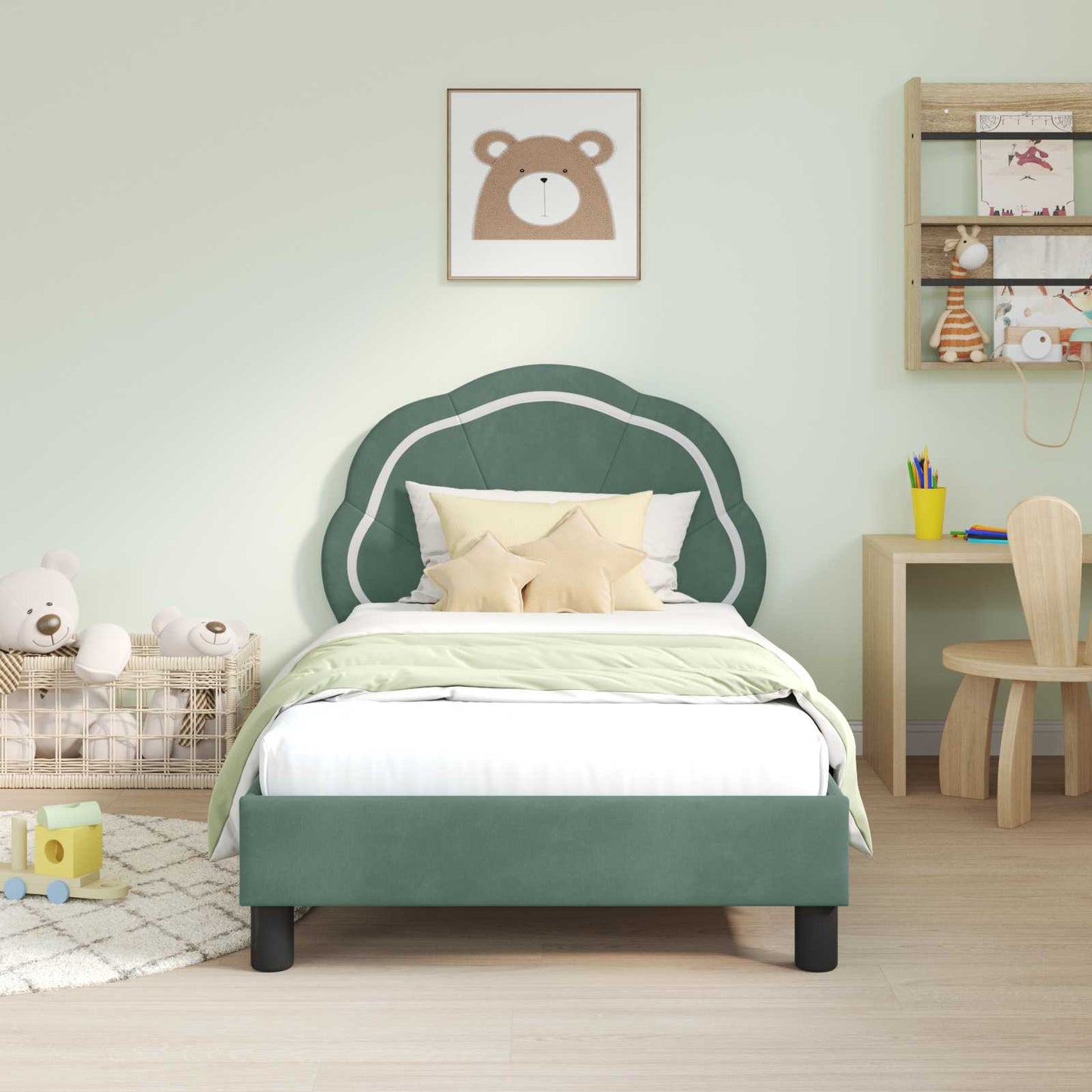 Bedframe voor kinderen met hoofdbord Zeegroen 80 x 160 cm