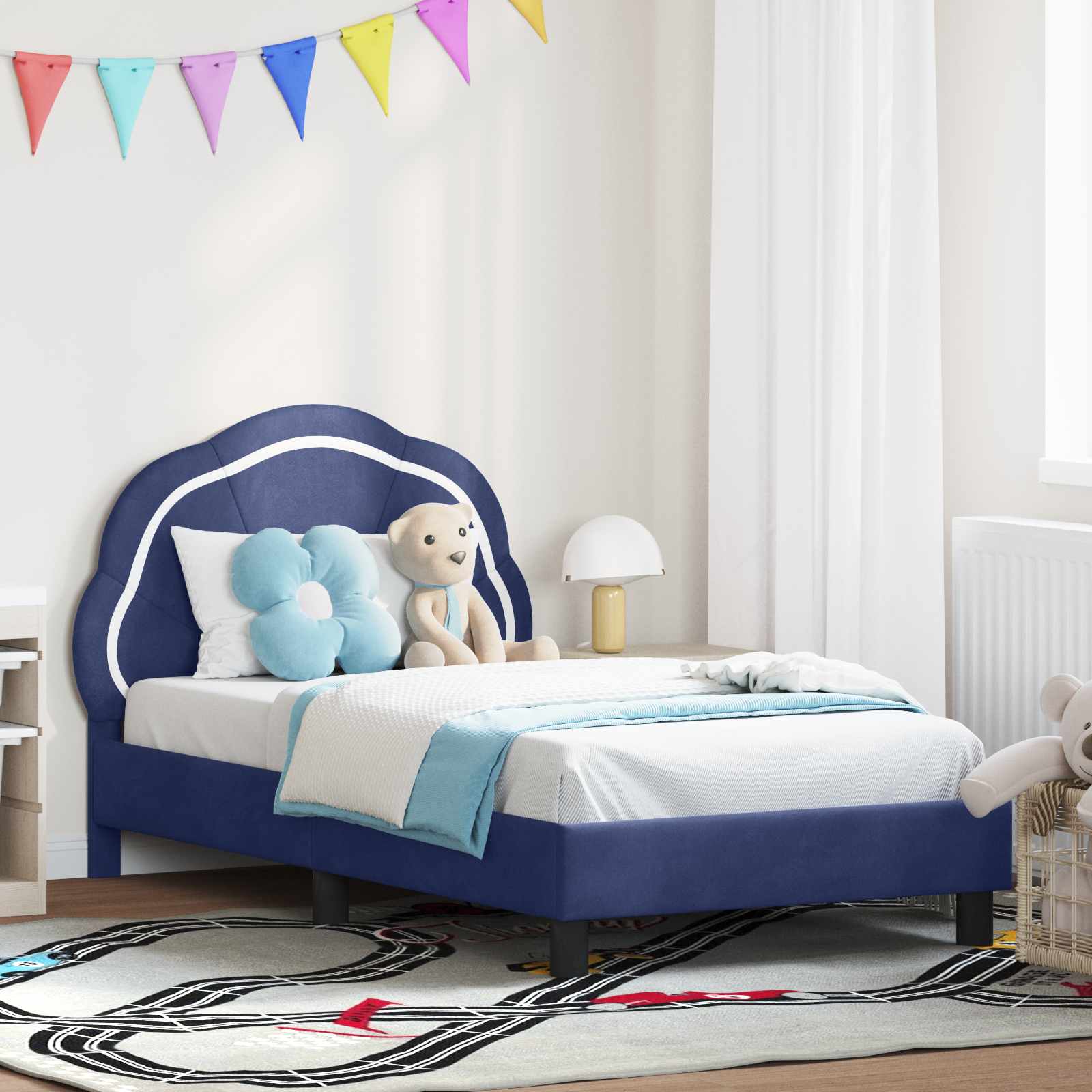 Bedframe voor kinderen met hoofdbord Politieblauw 80 x 160 cm