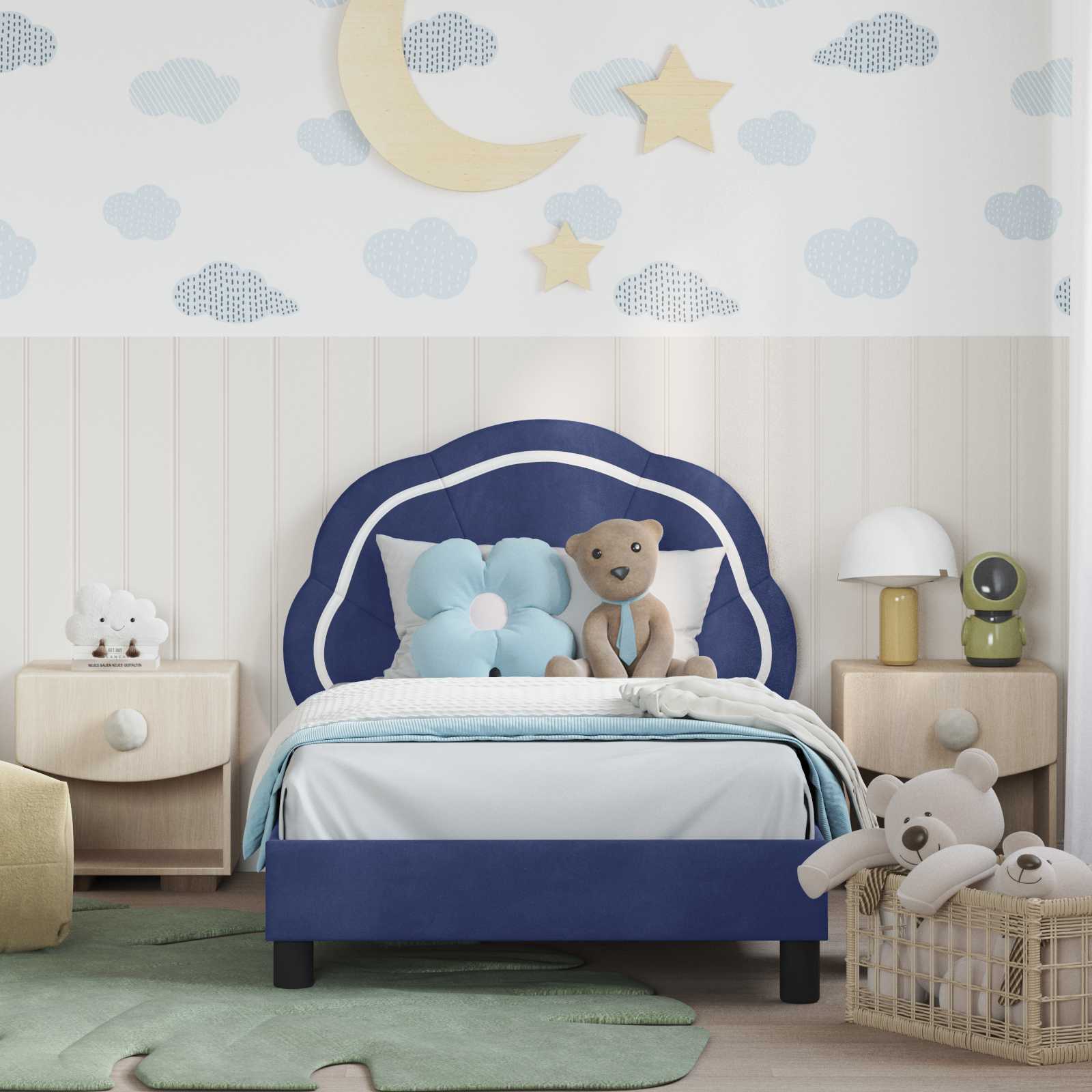 Bedframe voor kinderen met hoofdbord Politieblauw 80 x 160 cm