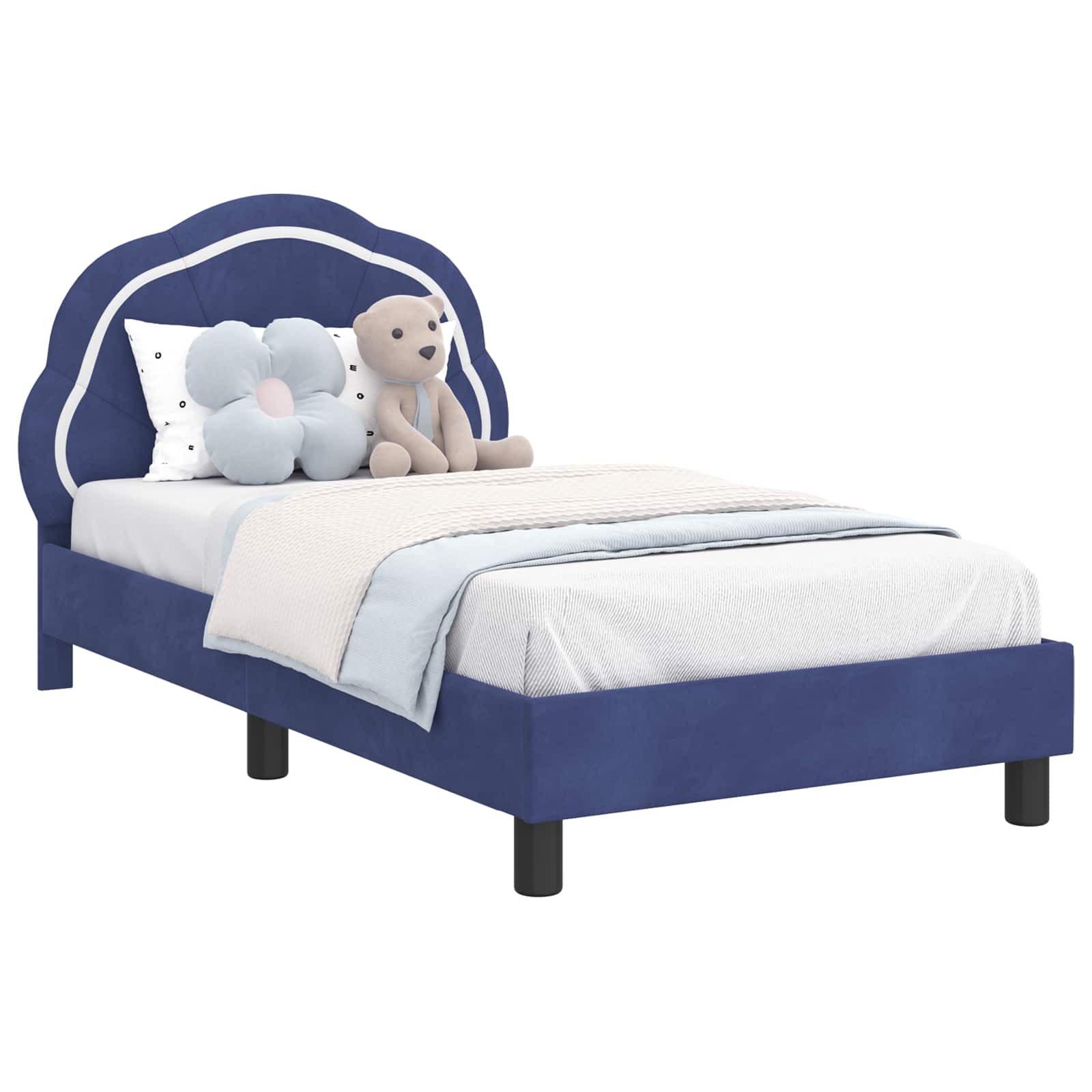Bedframe voor kinderen met hoofdbord Politieblauw 80 x 160 cm