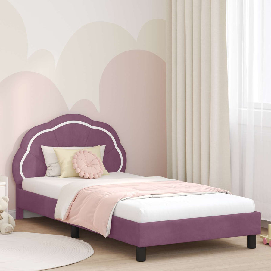 Bedframe voor kinderen met hoofdbord Paars 80 x 200 cm Fluweel