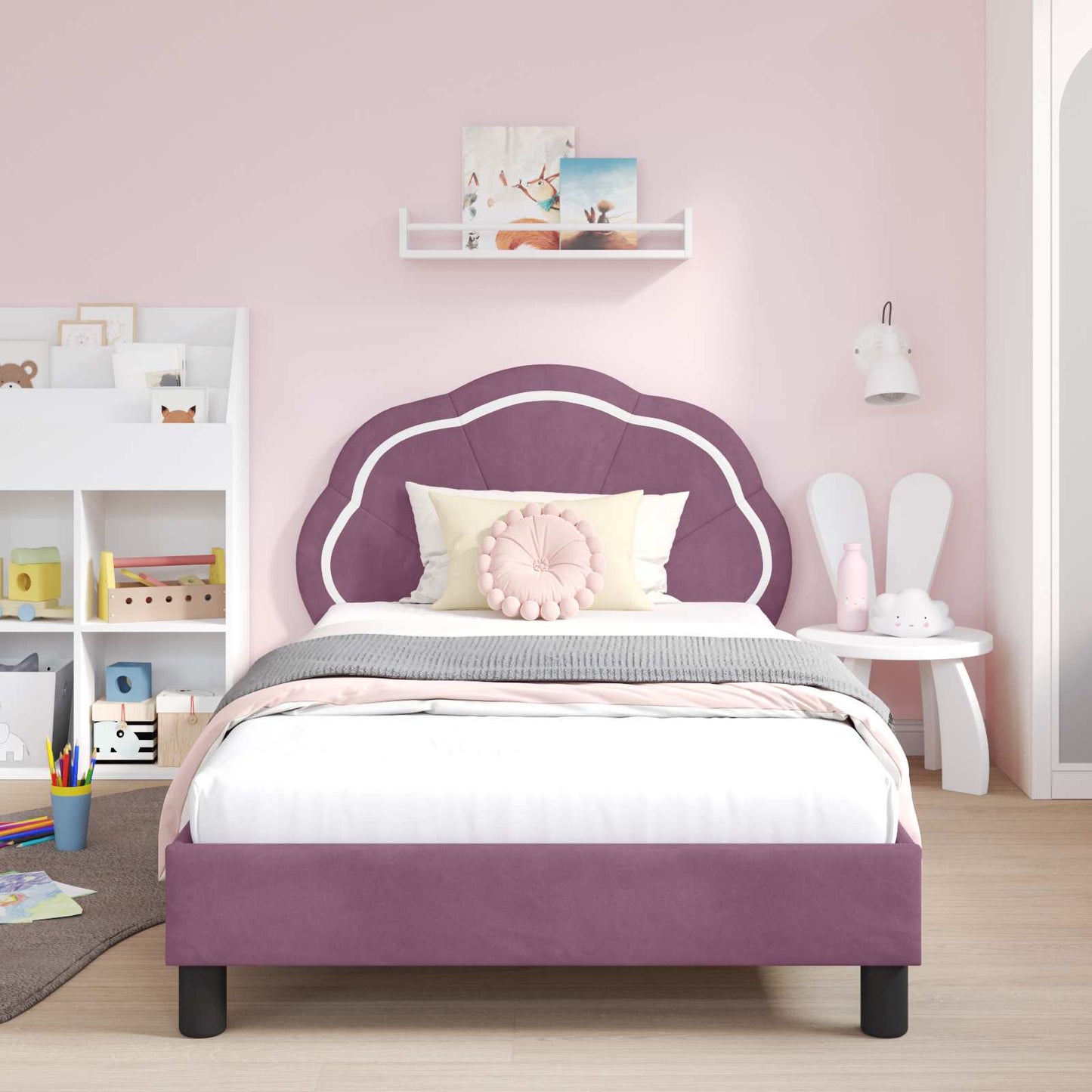 Bedframe voor kinderen met hoofdbord Paars 80 x 200 cm Fluweel