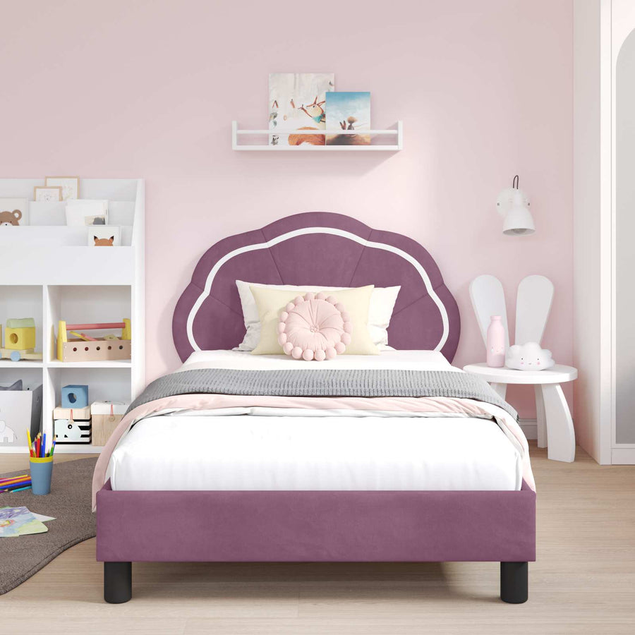 Bedframe voor kinderen met hoofdbord Paars 80 x 200 cm Fluweel