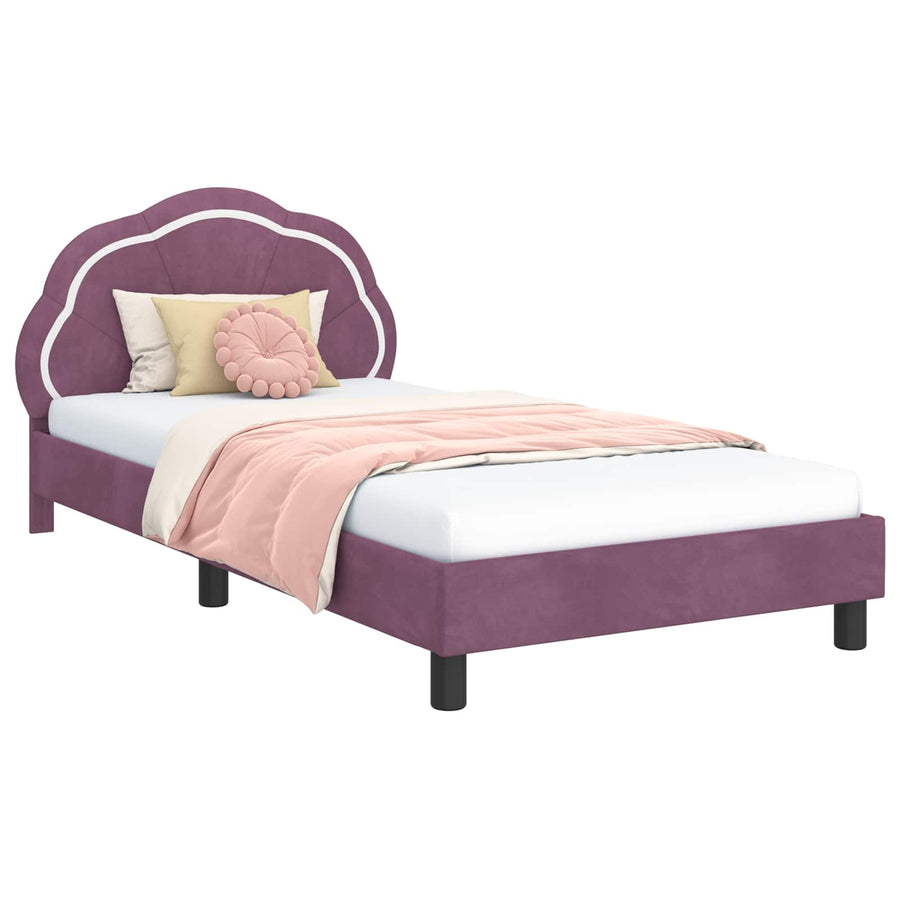 Bedframe voor kinderen met hoofdbord Paars 80 x 200 cm Fluweel