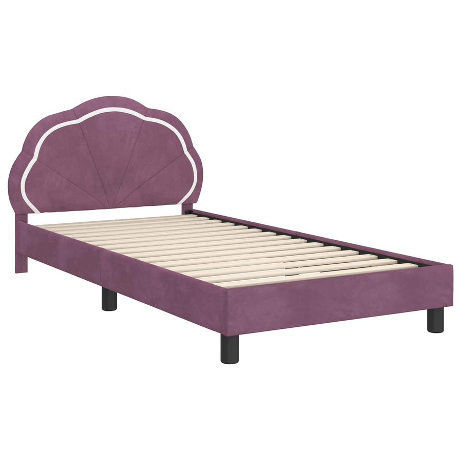 Bedframe voor kinderen met hoofdbord Paars 80 x 200 cm Fluweel