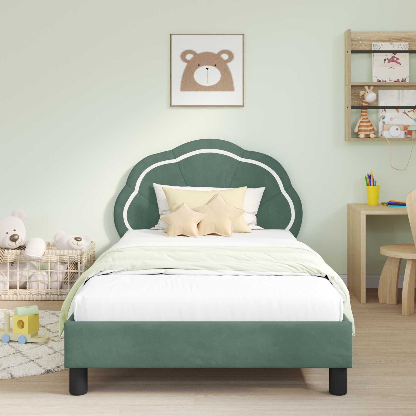 Bedframe voor kinderen met hoofdbord Zeegroen 80 x 200 cm