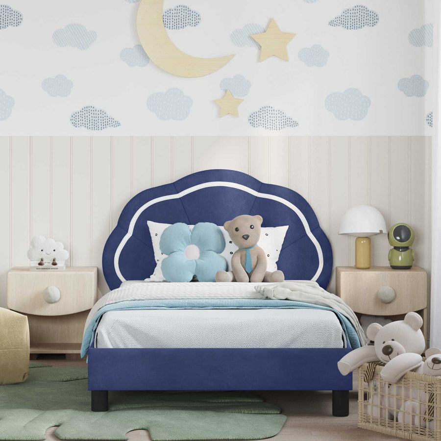 Bedframe voor kinderen met hoofdbord Politieblauw 80 x 200 cm