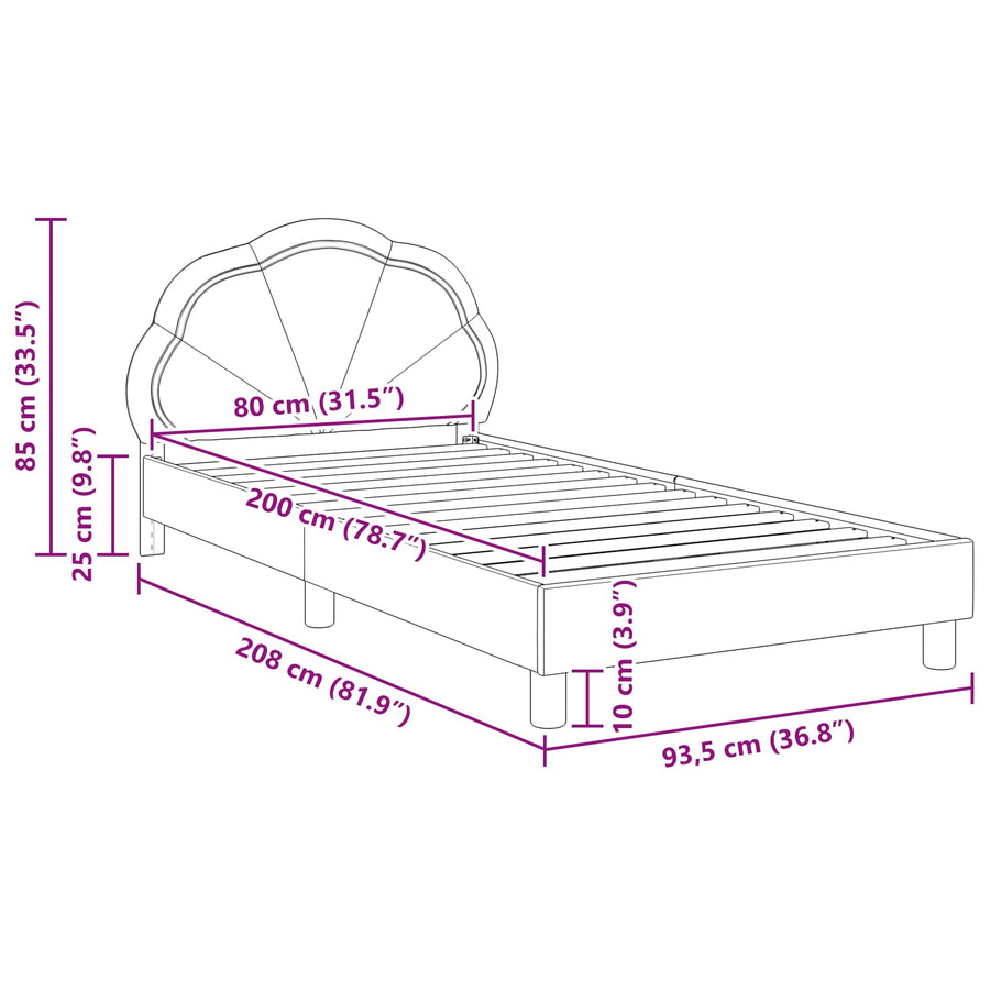 Bedframe voor kinderen met hoofdbord Politieblauw 80 x 200 cm