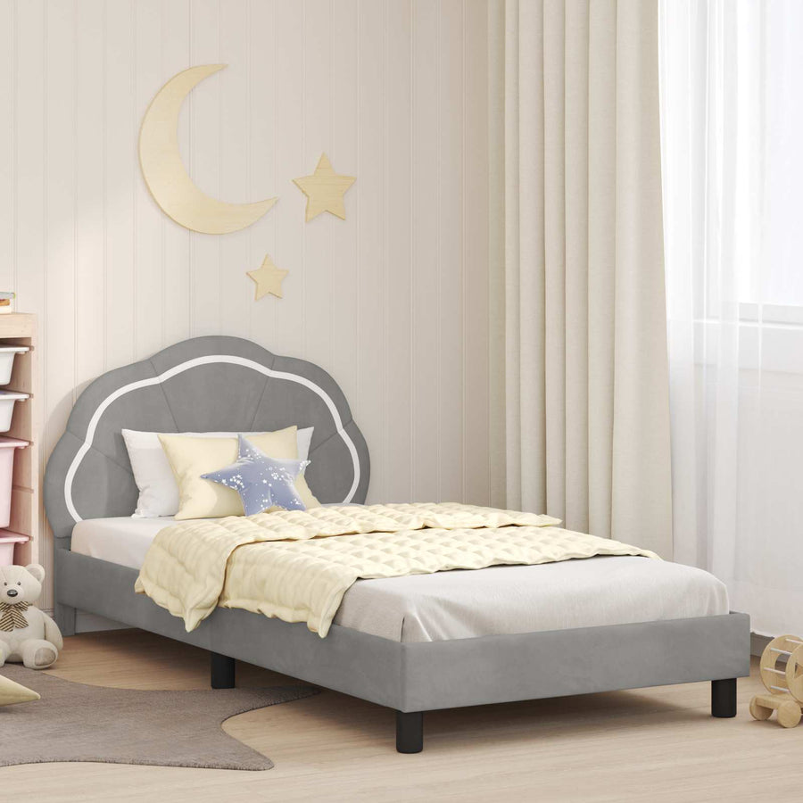 Bedframe voor kinderen met hoofdbord Lichtgrijs 90 x 190 cm