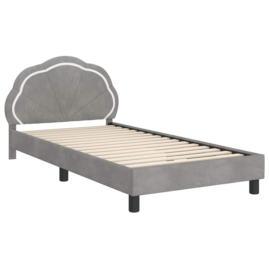Bedframe voor kinderen met hoofdbord Lichtgrijs 90 x 190 cm