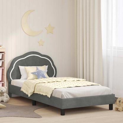 Bedframe voor kinderen met hoofdbord Donkergrijs 90 x 190 cm