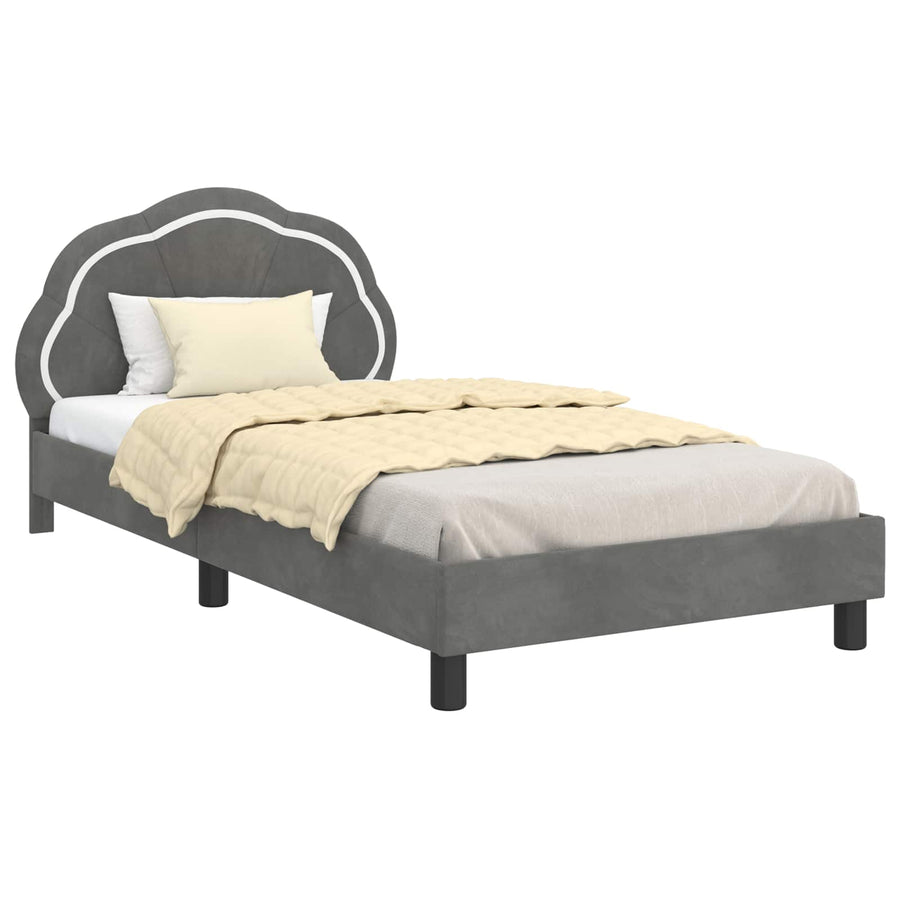 Bedframe voor kinderen met hoofdbord Donkergrijs 90 x 190 cm
