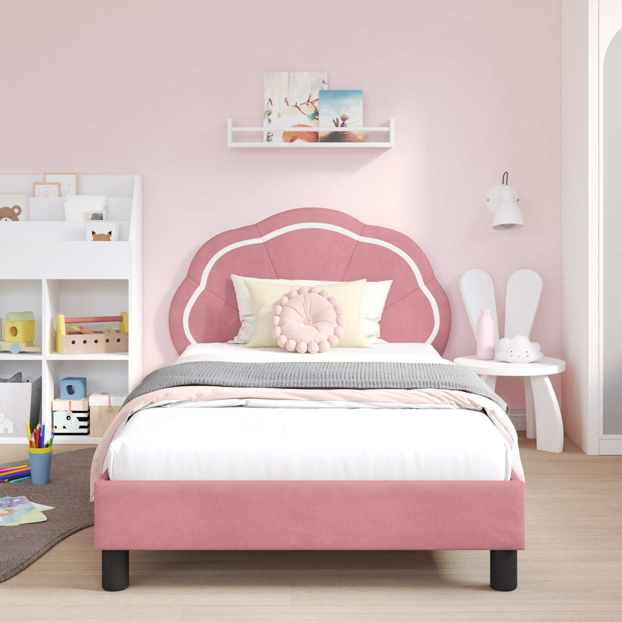 Bedframe voor kinderen met hoofdbord Roze 90 x 190 cm Fluweel