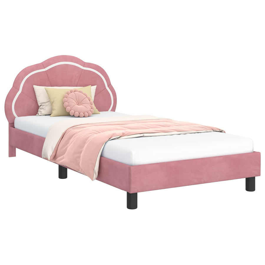 Bedframe voor kinderen met hoofdbord Roze 90 x 190 cm Fluweel