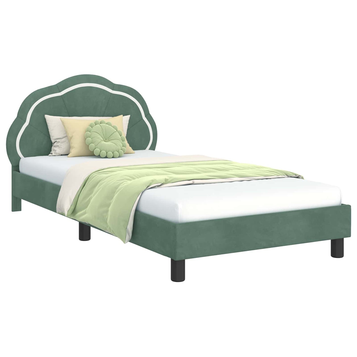 Bedframe voor kinderen met hoofdbord Zeegroen 90 x 190 cm