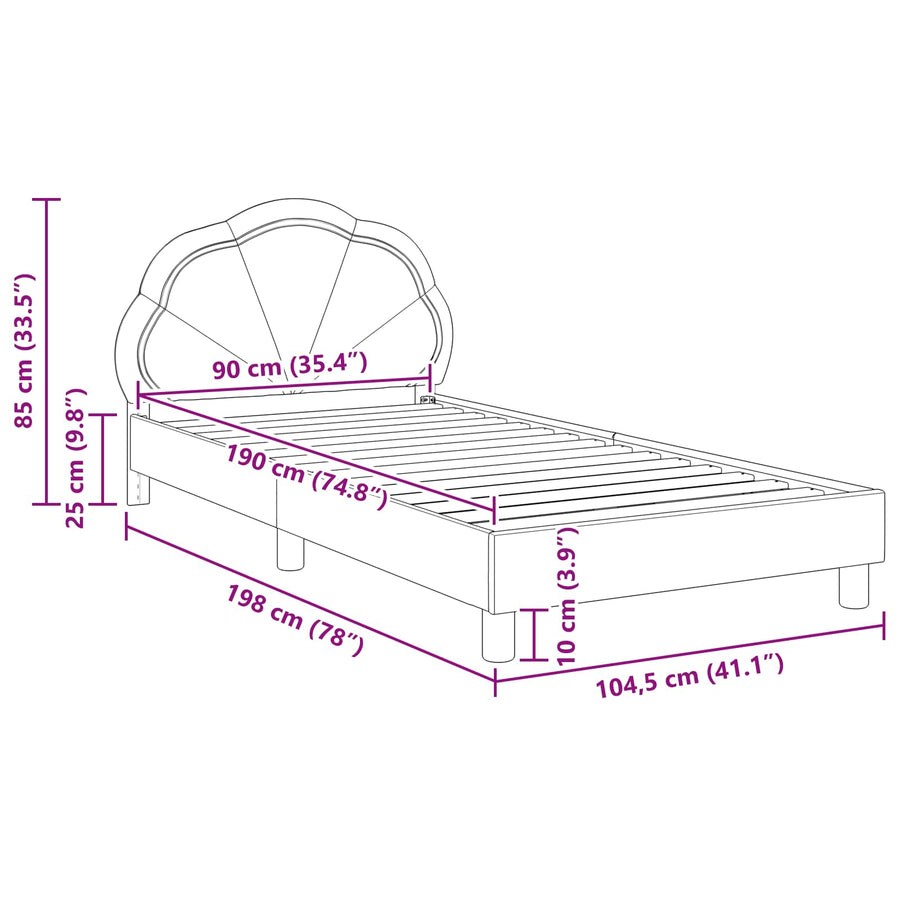 Bedframe voor kinderen met hoofdbord Politieblauw 90 x 190 cm