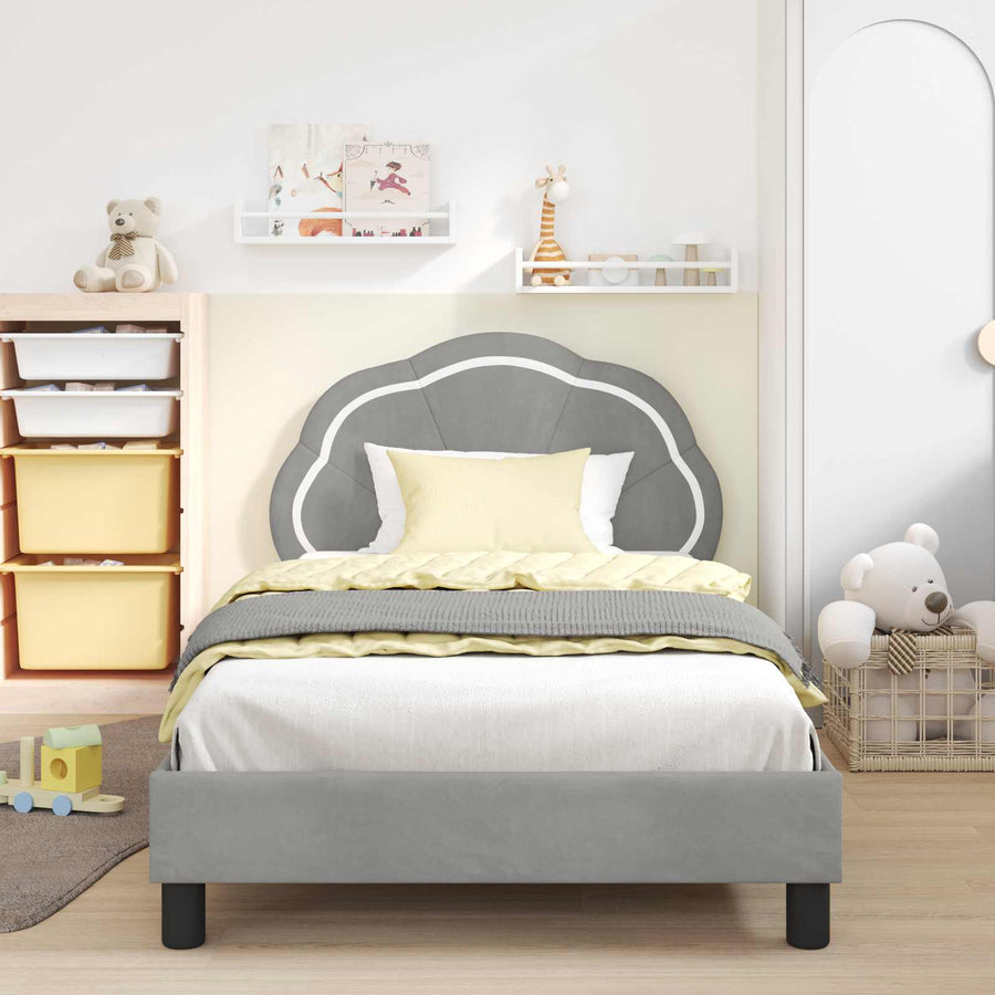 Bedframe voor kinderen met hoofdbord Lichtgrijs 90 x 200 cm