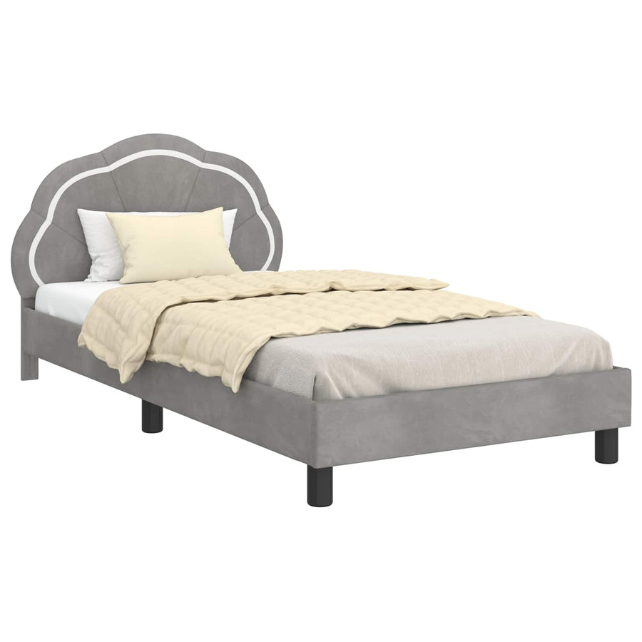 Bedframe voor kinderen met hoofdbord Lichtgrijs 90 x 200 cm
