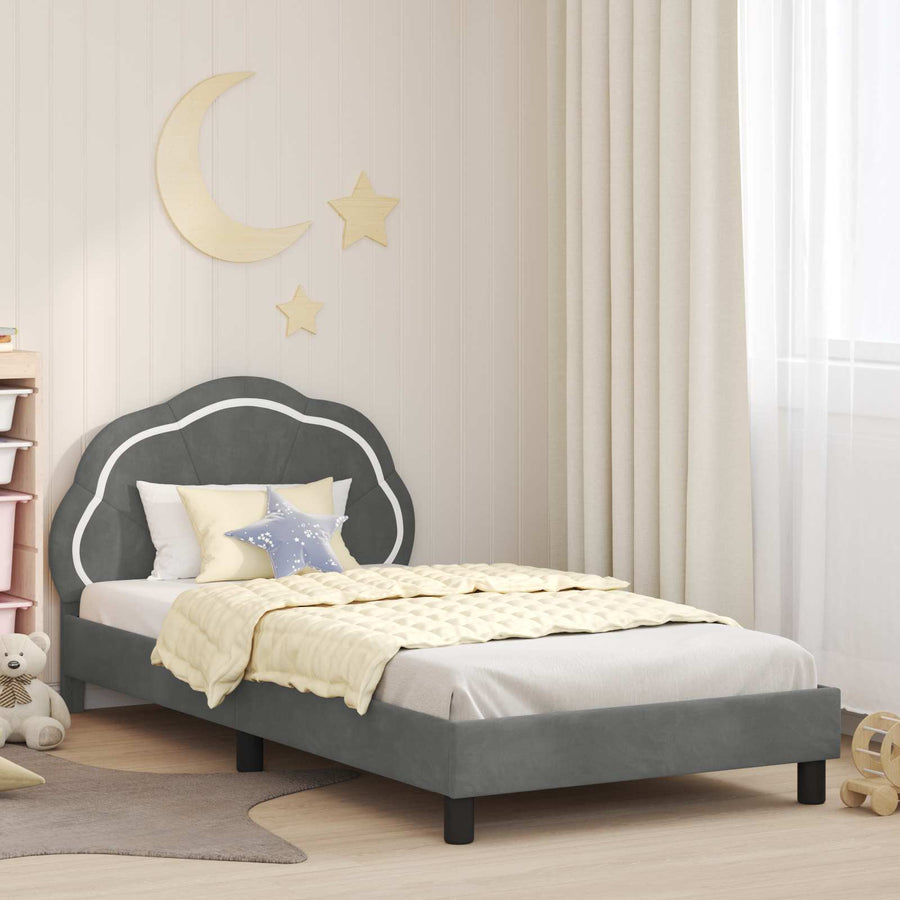 Bedframe voor kinderen met hoofdbord Donkergrijs 90 x 200 cm