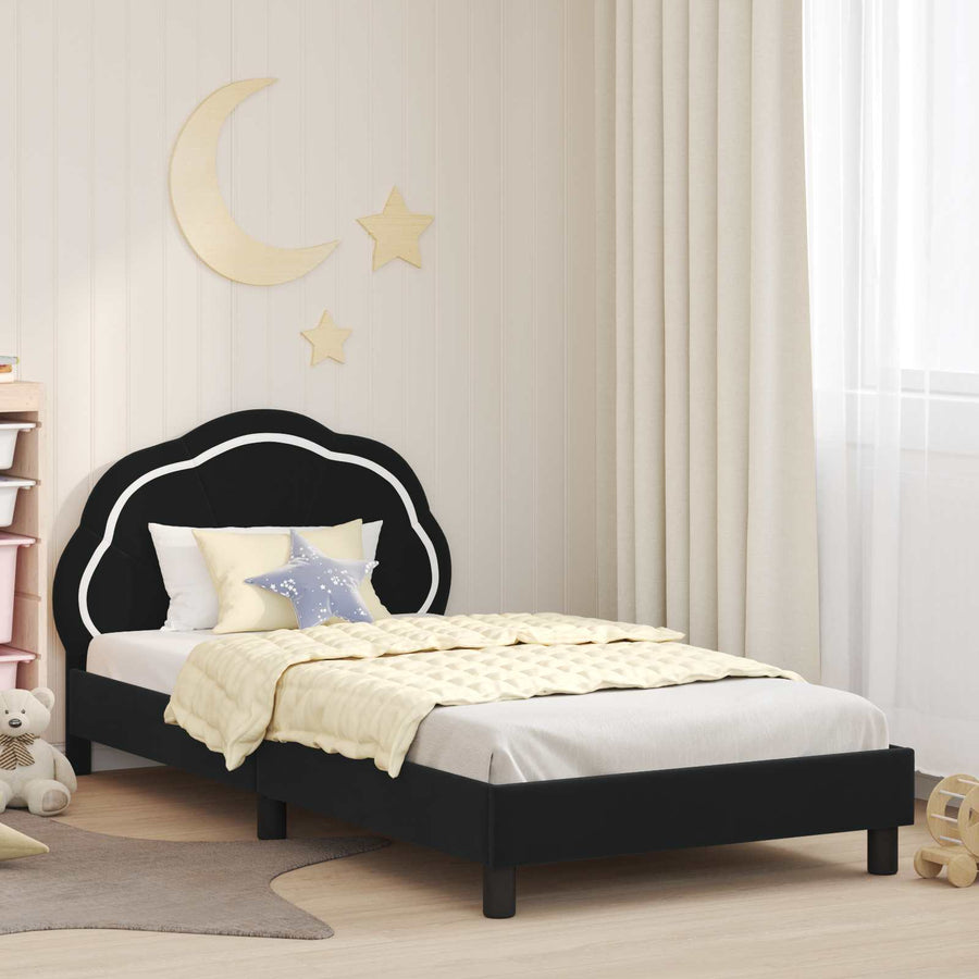 Bedframe voor kinderen met hoofdbord Zwart 90 x 200 cm Fluweel