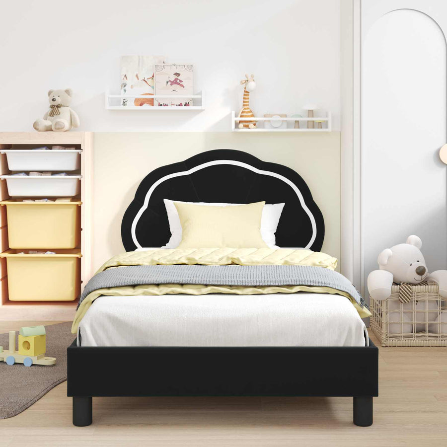 Bedframe voor kinderen met hoofdbord Zwart 90 x 200 cm Fluweel