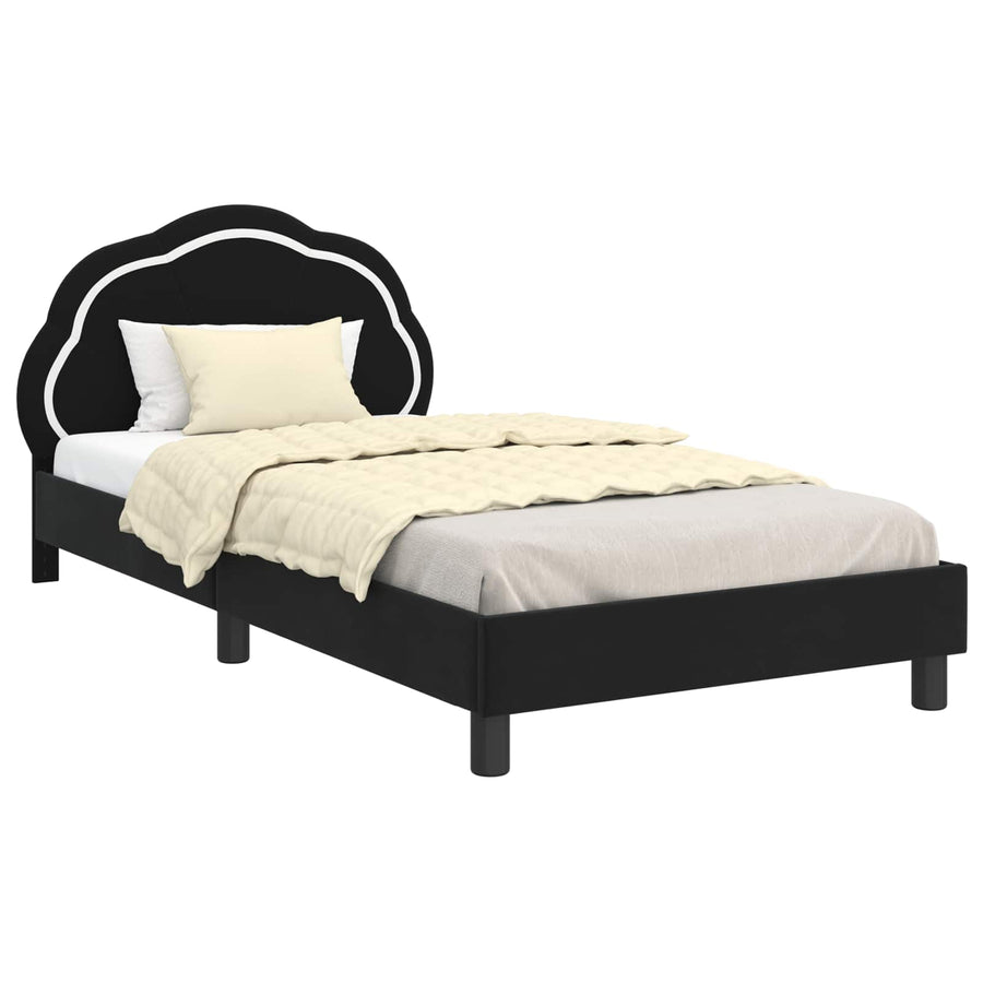 Bedframe voor kinderen met hoofdbord Zwart 90 x 200 cm Fluweel