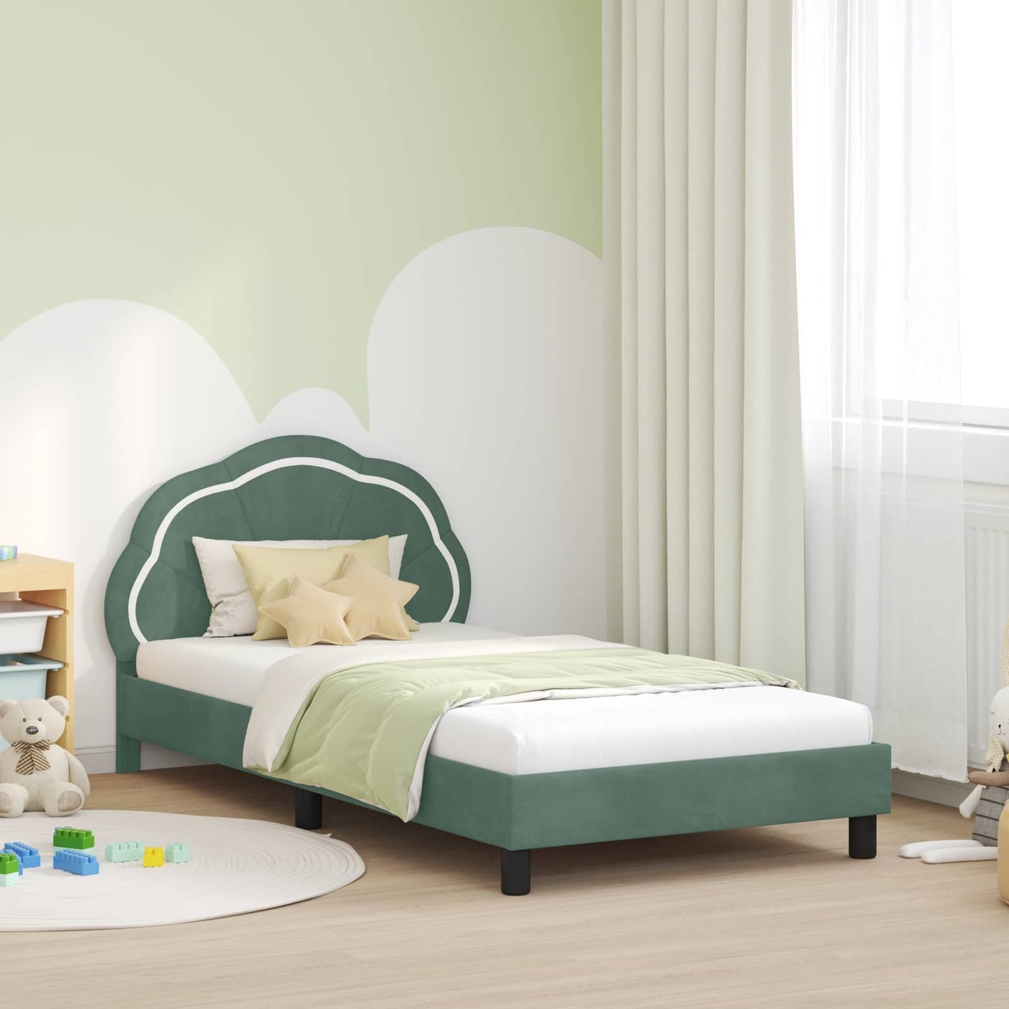 Bedframe voor kinderen met hoofdbord Zeegroen 90 x 200 cm
