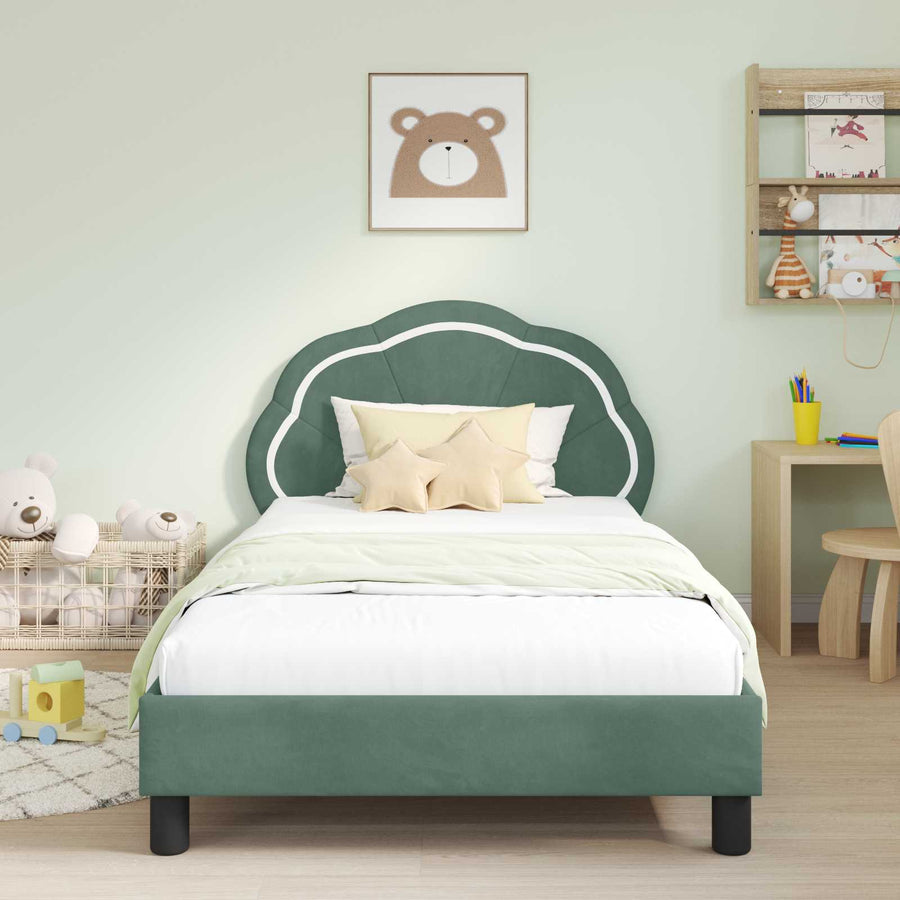 Bedframe voor kinderen met hoofdbord Zeegroen 90 x 200 cm