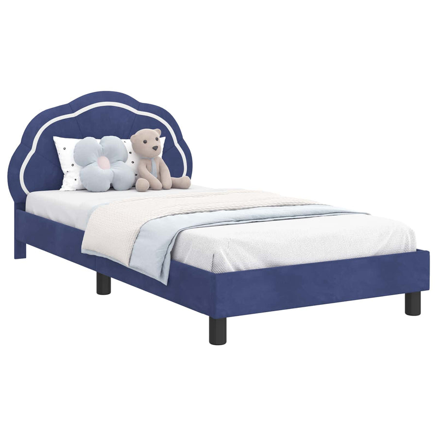 Bedframe voor kinderen met hoofdbord Politieblauw 90 x 200 cm