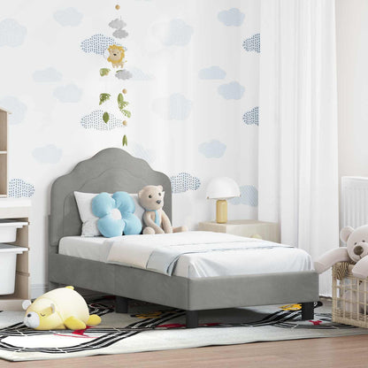 Peuterbedframe met hoofdbord Lichtgrijs 70 x 140 cm Fluweel