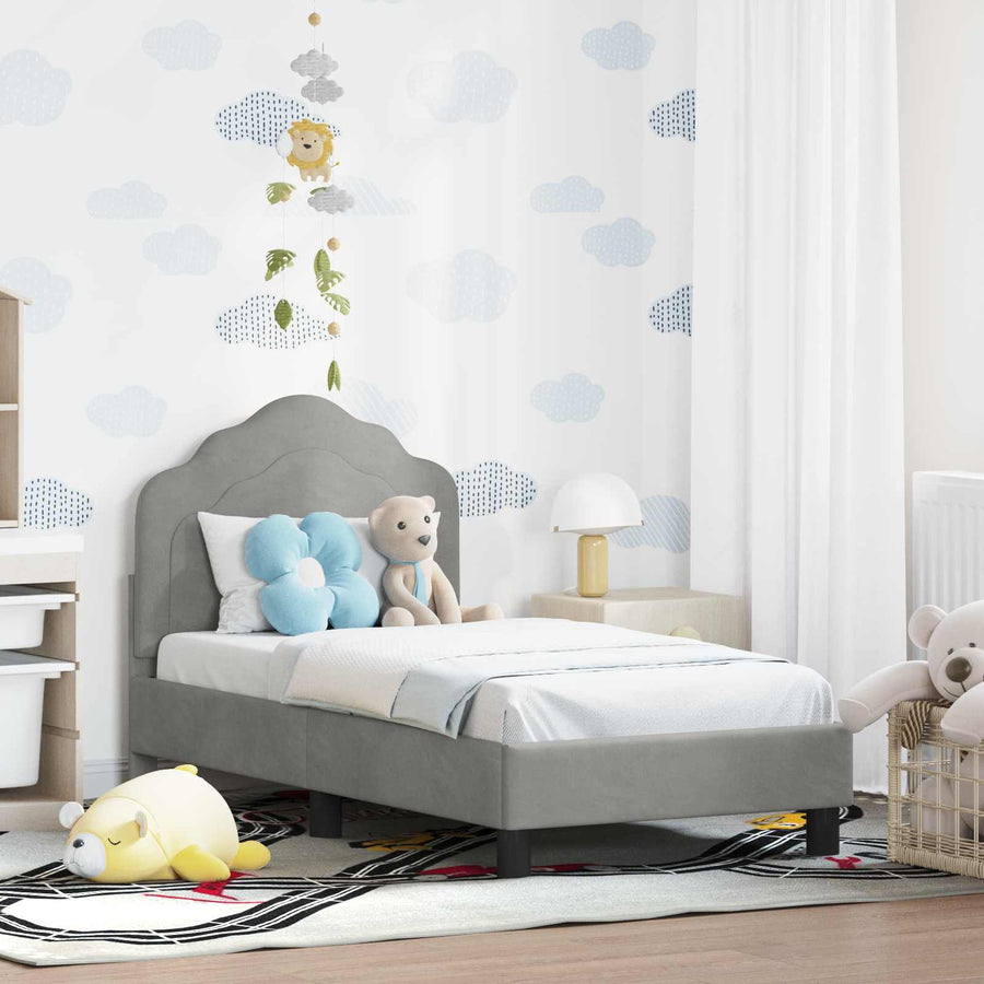 Peuterbedframe met hoofdbord Lichtgrijs 70 x 140 cm Fluweel
