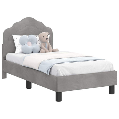 Peuterbedframe met hoofdbord Lichtgrijs 70 x 140 cm Fluweel