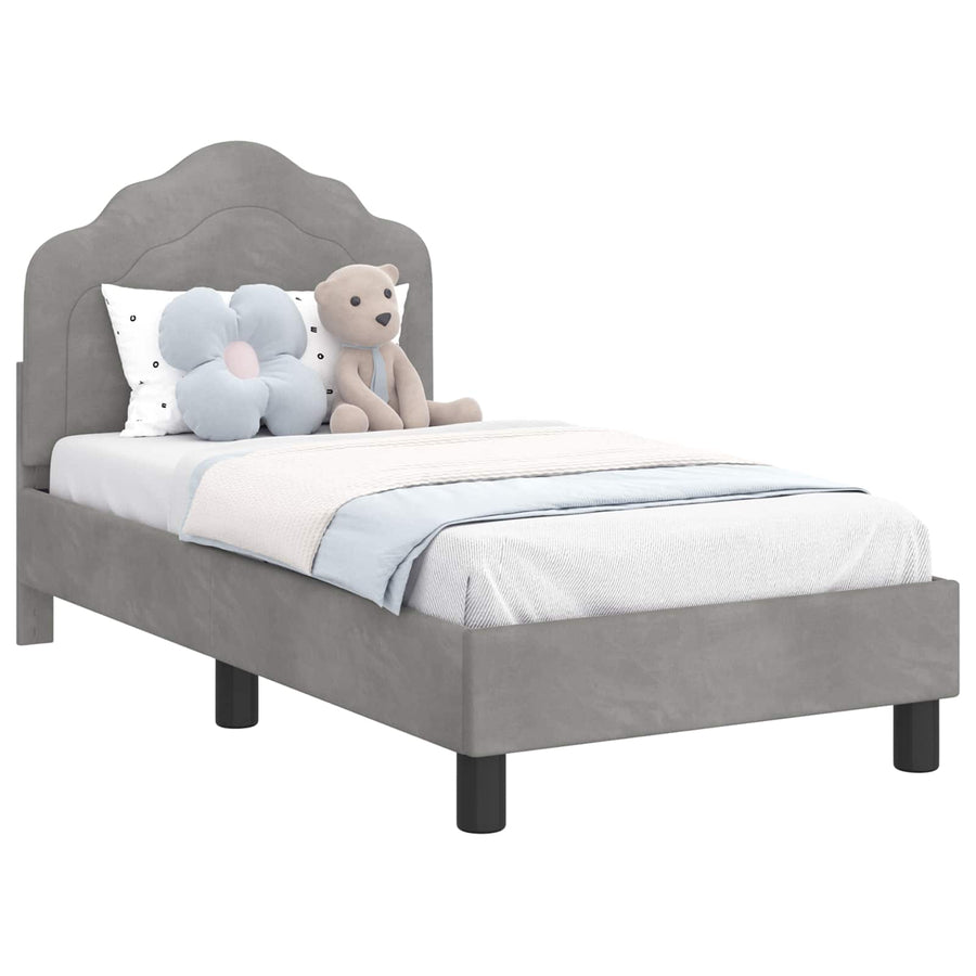 Peuterbedframe met hoofdbord Lichtgrijs 70 x 140 cm Fluweel