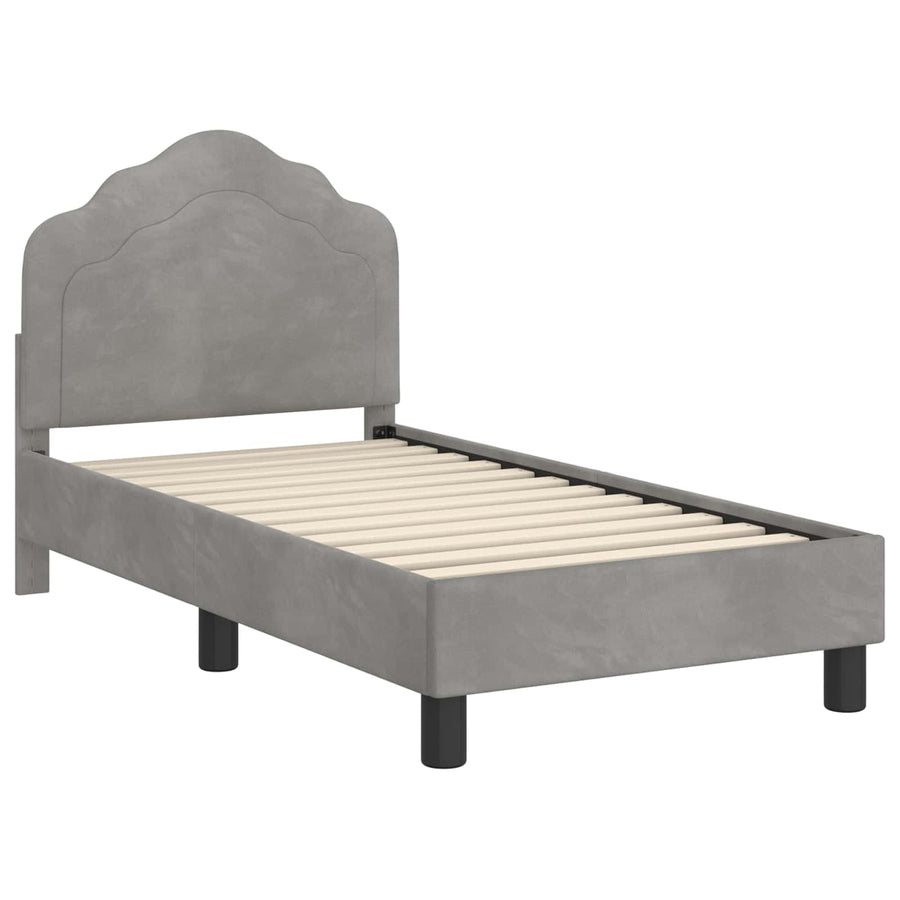 Peuterbedframe met hoofdbord Lichtgrijs 70 x 140 cm Fluweel
