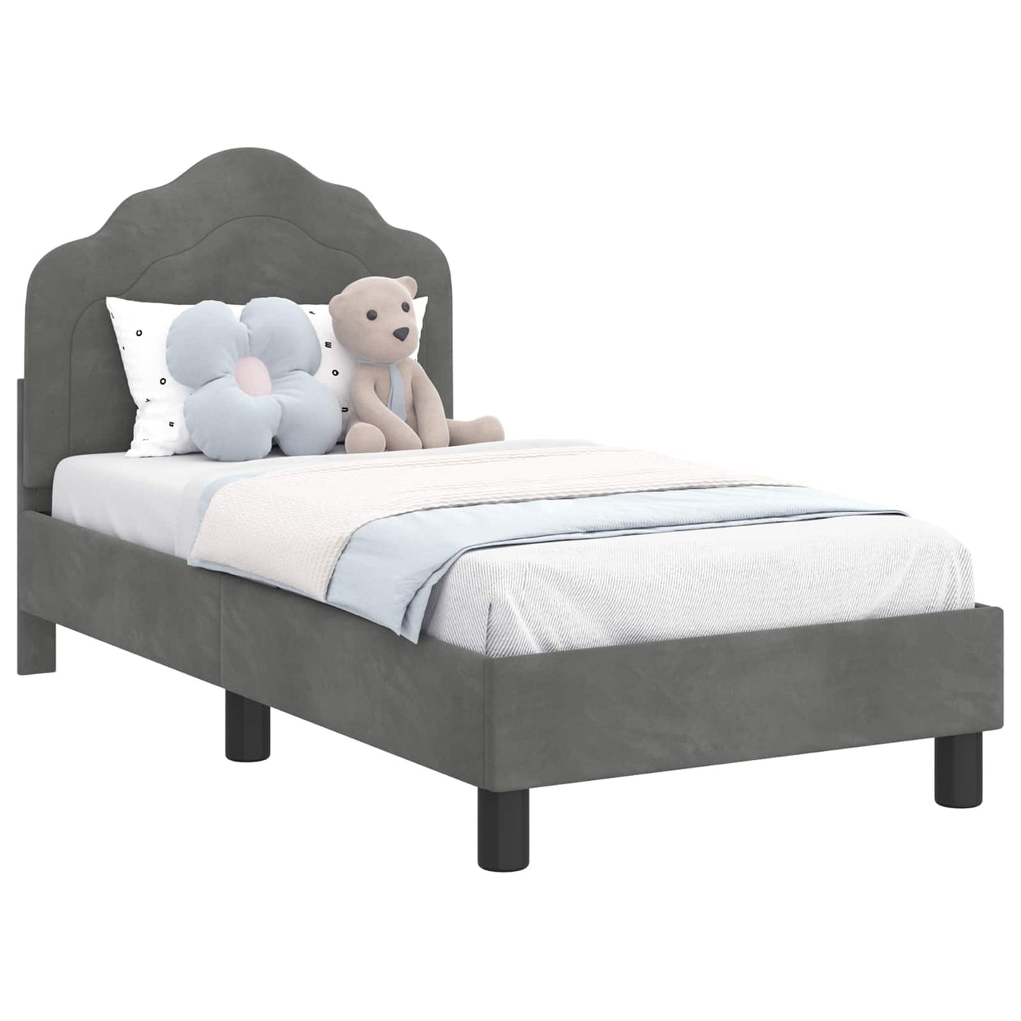Peuterbedframe met hoofdbord Donkergrijs 70 x 140 cm Fluweel