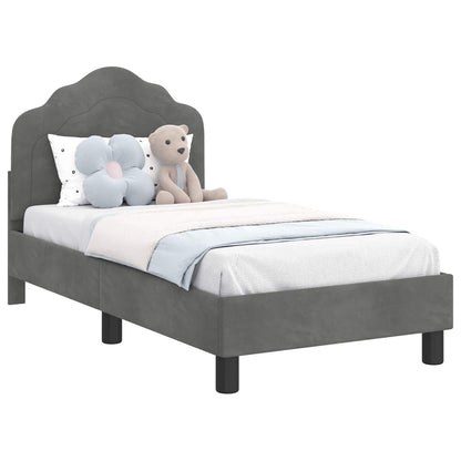 Peuterbedframe met hoofdbord Donkergrijs 70 x 140 cm Fluweel