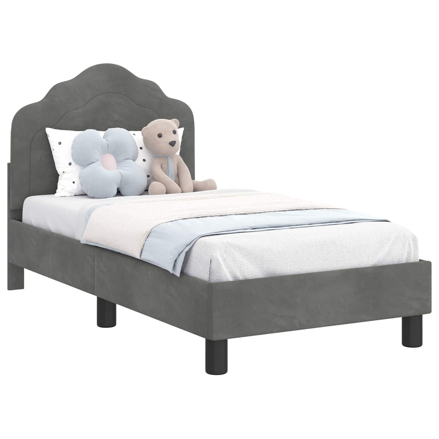 Peuterbedframe met hoofdbord Donkergrijs 70 x 140 cm Fluweel