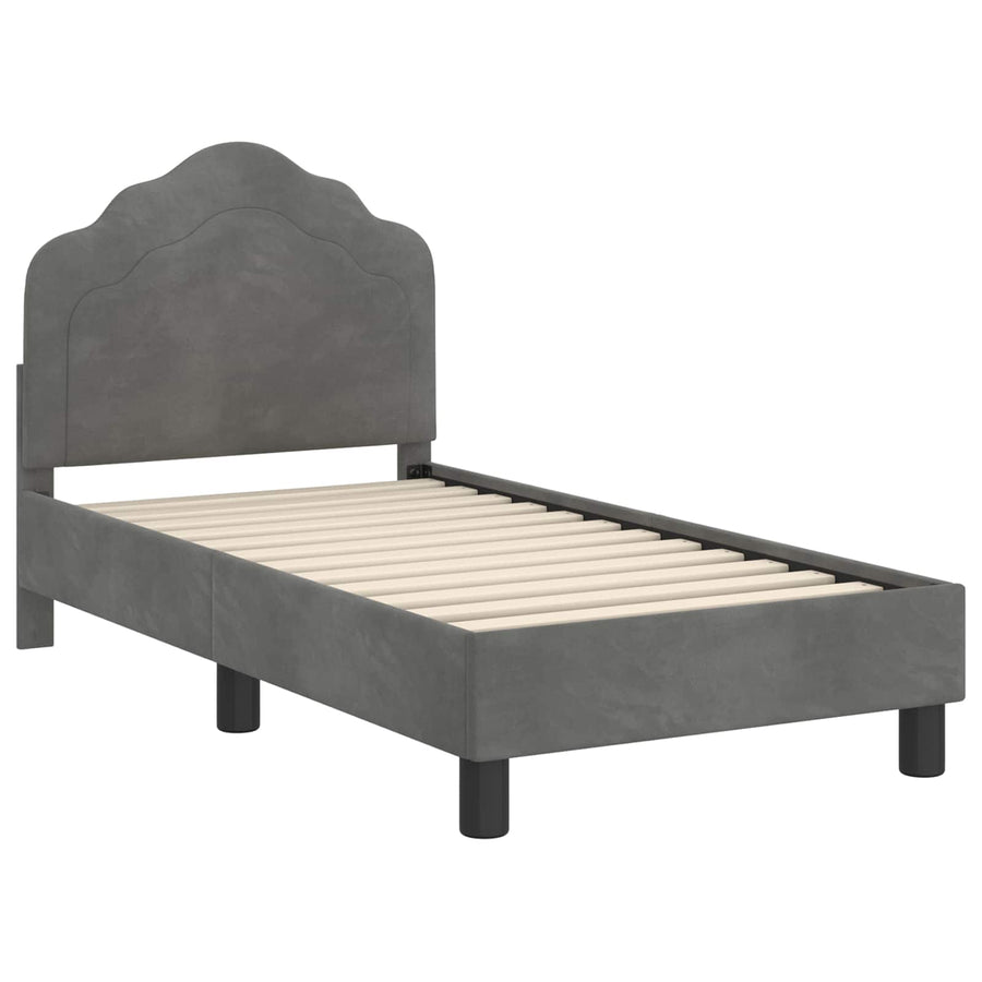 Peuterbedframe met hoofdbord Donkergrijs 70 x 140 cm Fluweel