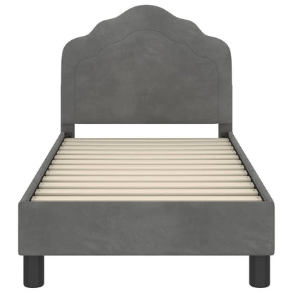Peuterbedframe met hoofdbord Donkergrijs 70 x 140 cm Fluweel