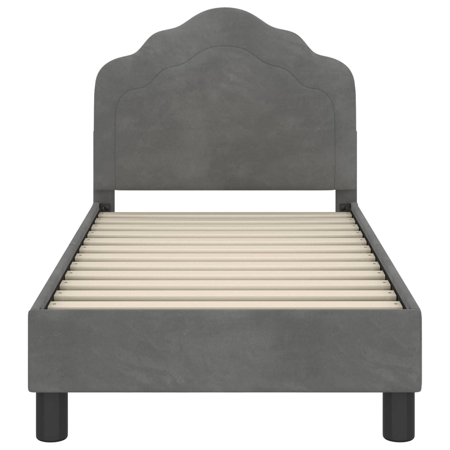Peuterbedframe met hoofdbord Donkergrijs 70 x 140 cm Fluweel