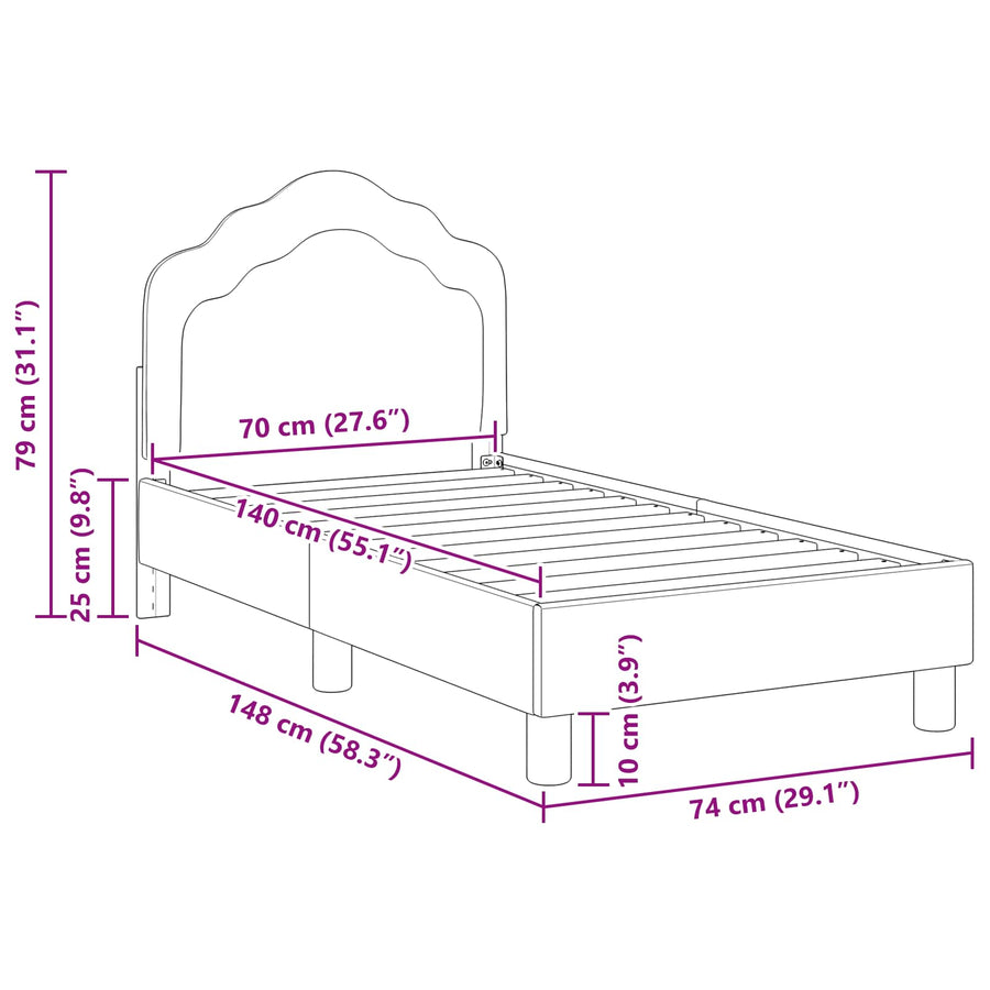 Peuterbedframe met hoofdbord Donkergrijs 70 x 140 cm Fluweel