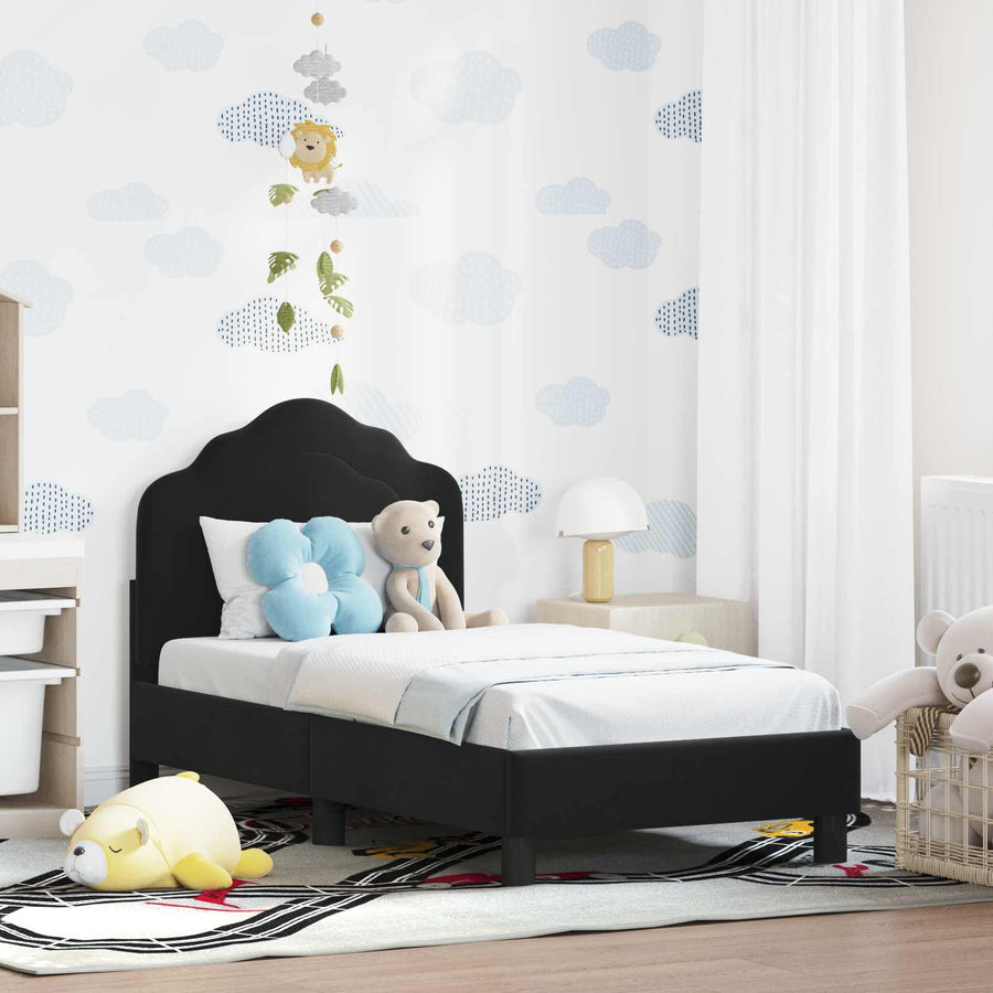 Peuterbedframe met hoofdbord Zwart 70 x 140 cm Fluweel