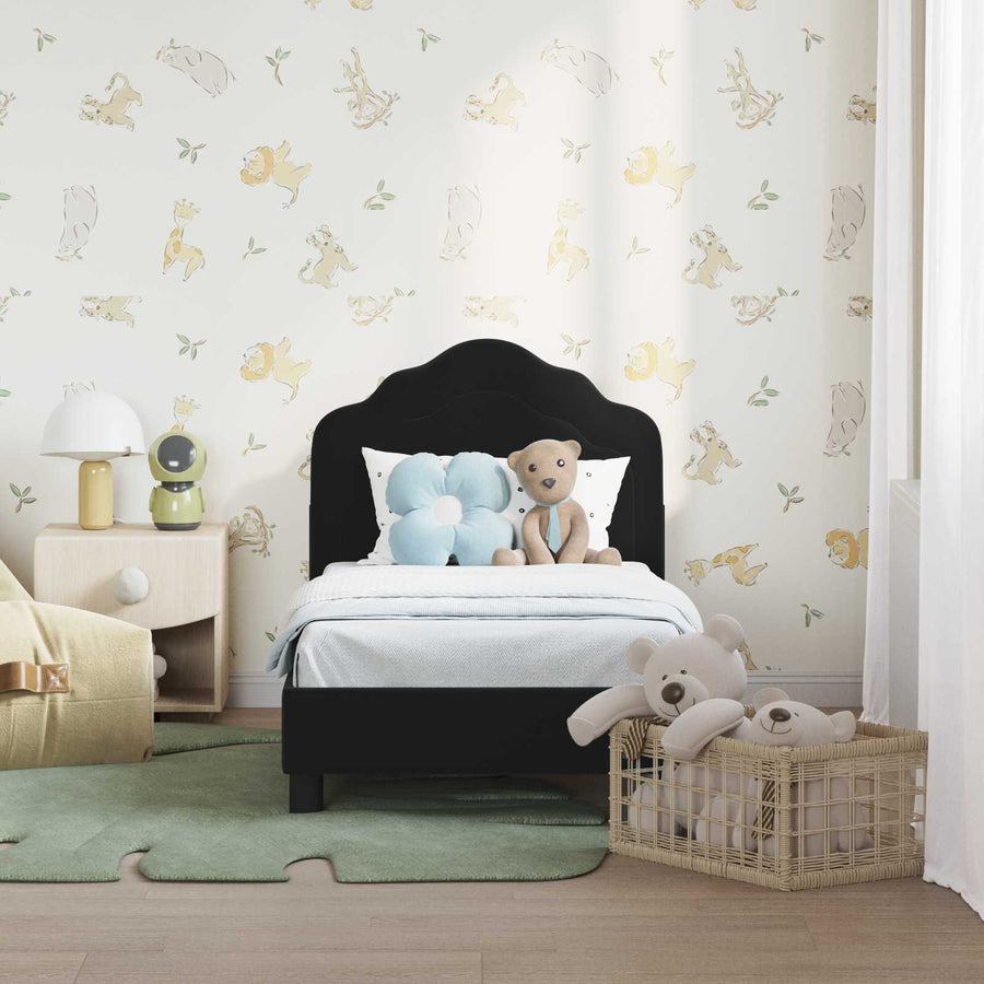 Peuterbedframe met hoofdbord Zwart 70 x 140 cm Fluweel