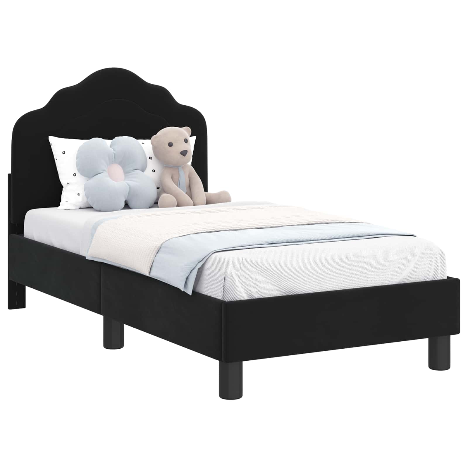 Peuterbedframe met hoofdbord Zwart 70 x 140 cm Fluweel