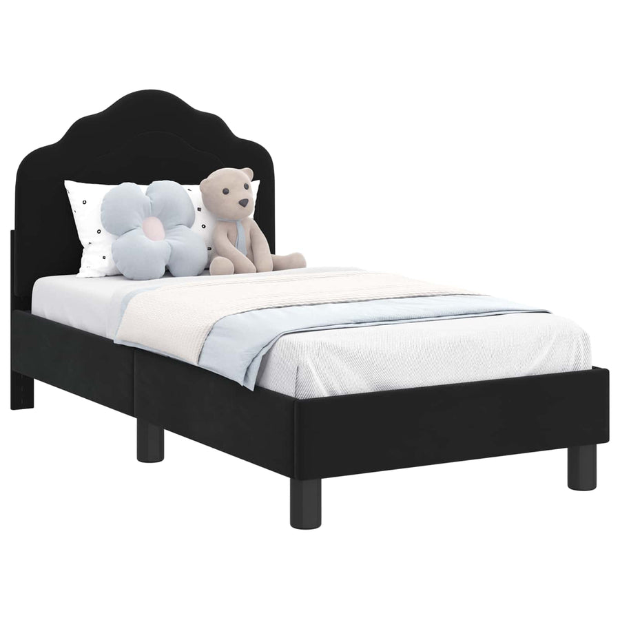 Peuterbedframe met hoofdbord Zwart 70 x 140 cm Fluweel