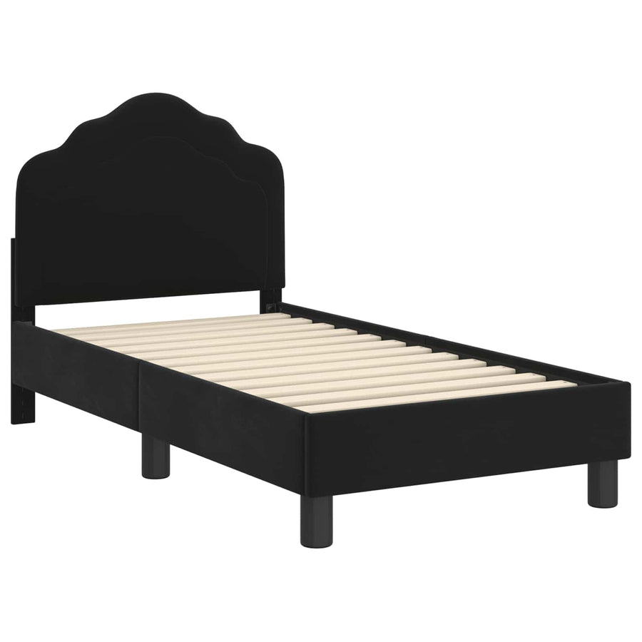 Peuterbedframe met hoofdbord Zwart 70 x 140 cm Fluweel